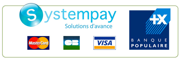 Moyens de paiement : Systempay Banque Populaire, Mastercard, CB et Visa