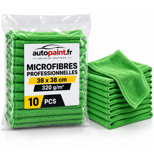 Microfibres Professionnelles Vertes 38 × 38 cm – 320 g/m² – Sachet de 10 Microfibres Professionnelles Vertes 38 × 38 cm – 320 g/m² – Sachet de 10