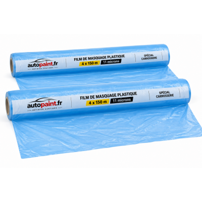 Film de Masquage Plastique Carrosserie 4 × 150 m – 11 µm – Lot de 2 Rouleaux